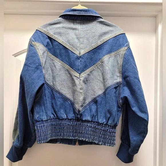 Nasty Gal Denim Bomber Jacket, Sz Medium - Picture 8 of 8